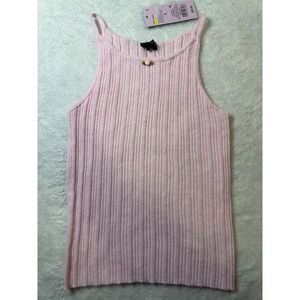 Wild Fable Ribbed Sweater High Neck‎ Tank Top Rose Pink Rosette Accent Size S